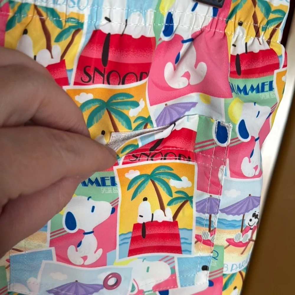 Zara x Peanuts Snoopy Swim Trunks Shorts Multicolor Summer Print Size Large - Picture 9 of 11